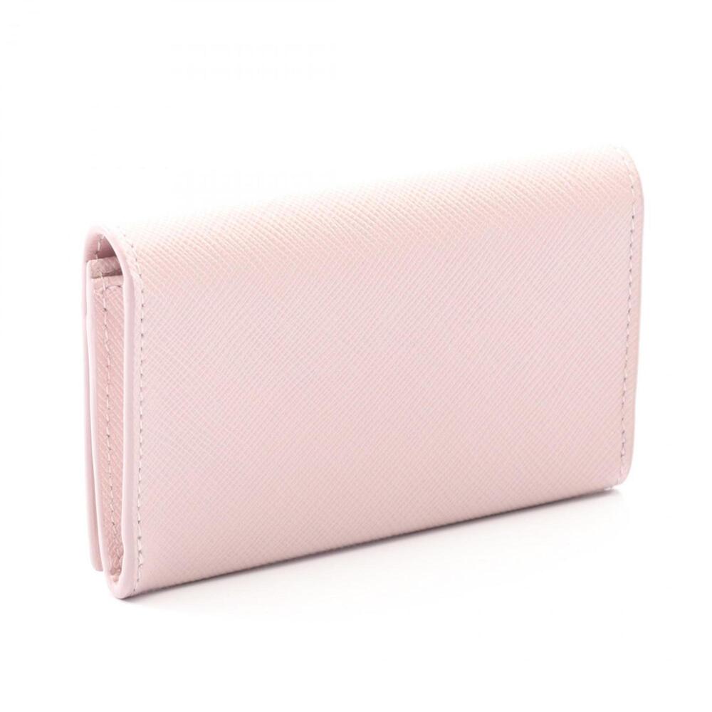 Prada Saffiano Triangle Business Card Case, Leather, Women's, Pink - Picture 2 of 8